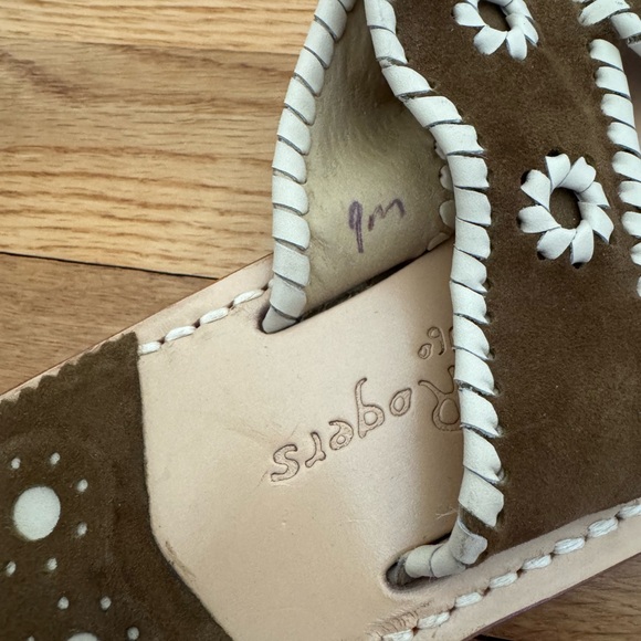 Jack Rodgers Brown Suede and White Leather Sandal - Picture 5 of 8